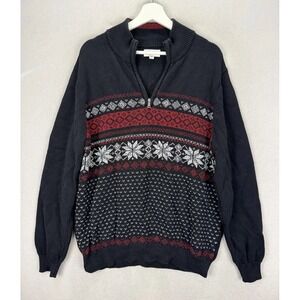 Croft & Barrow Men's Sz XL 1/4 Zip Pullover‎ Grandpa Holiday Knitted Sweater